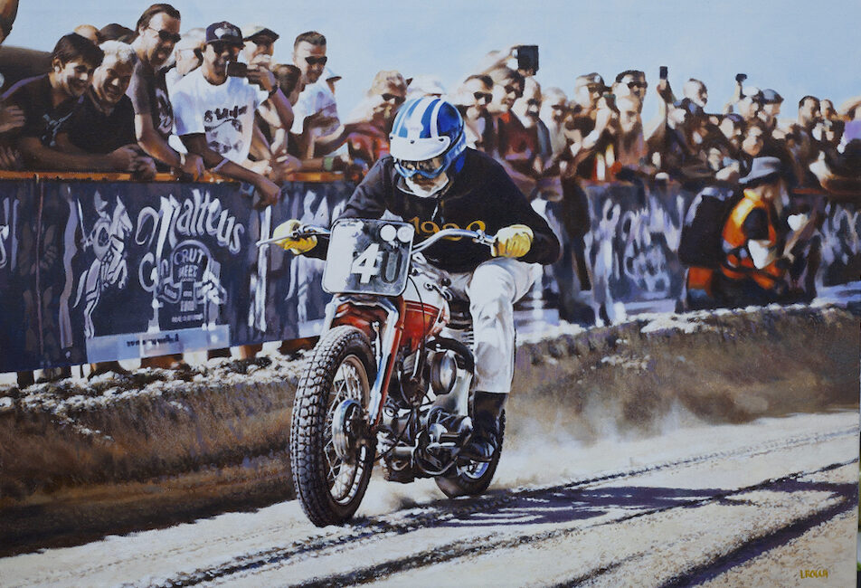 A motorbike racing in a rally competition